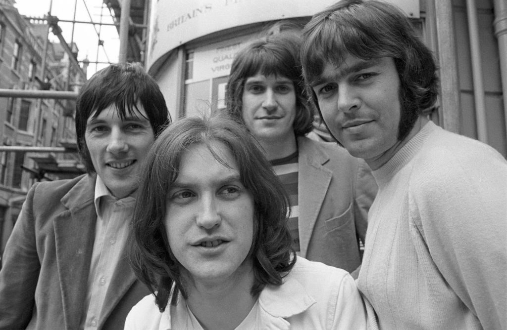 English rock group The Kinks posed in London in May 1969. Members of the band are, from left, drummer Mick Avory, guitarist Dave Davies, singer and guitarist Ray Davies and bassist John Dalton