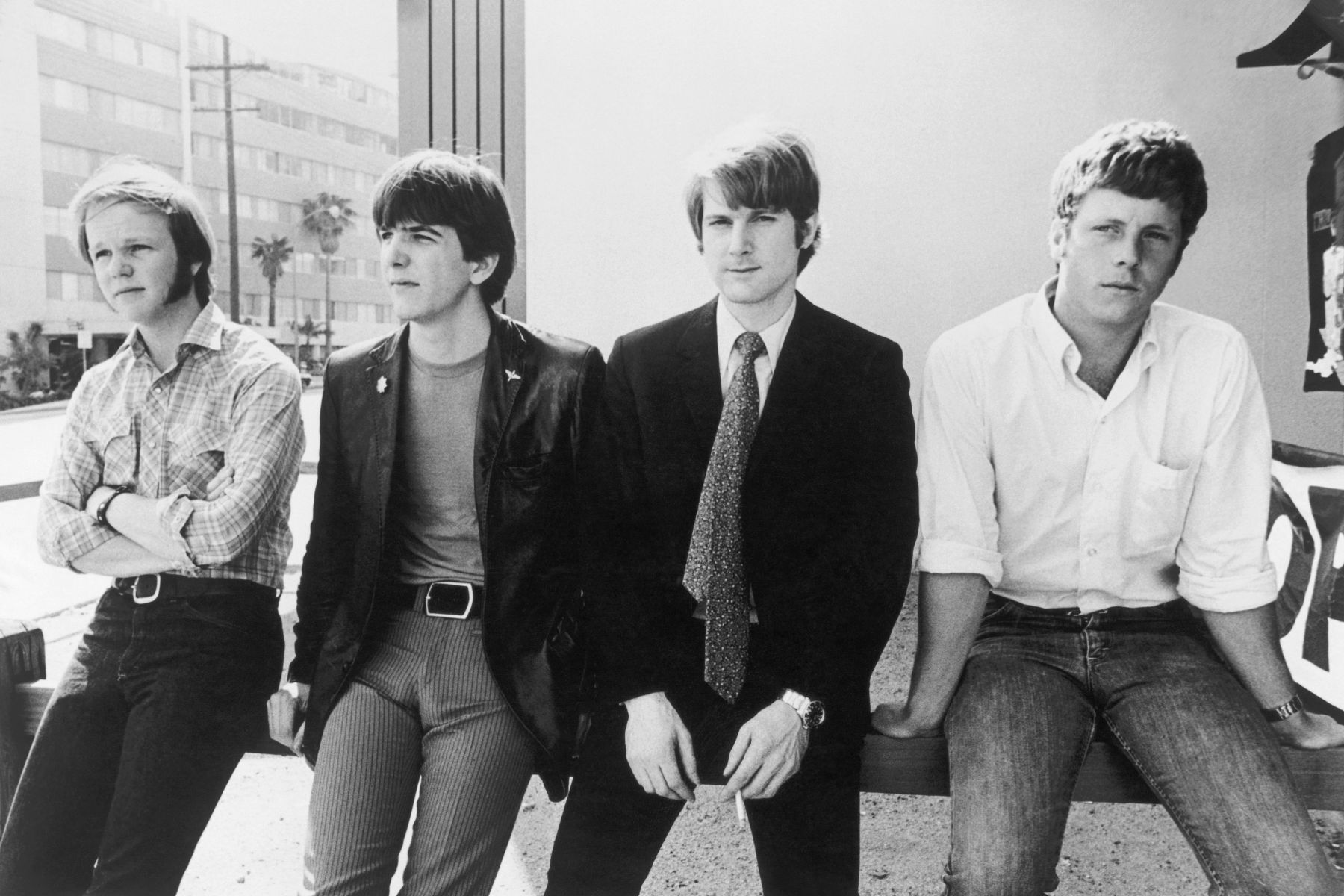 The Byrds, rock band, 1968. L-R Kevin Kelley, Gram Parsons, Roger McGuinn, Chris Hillman
