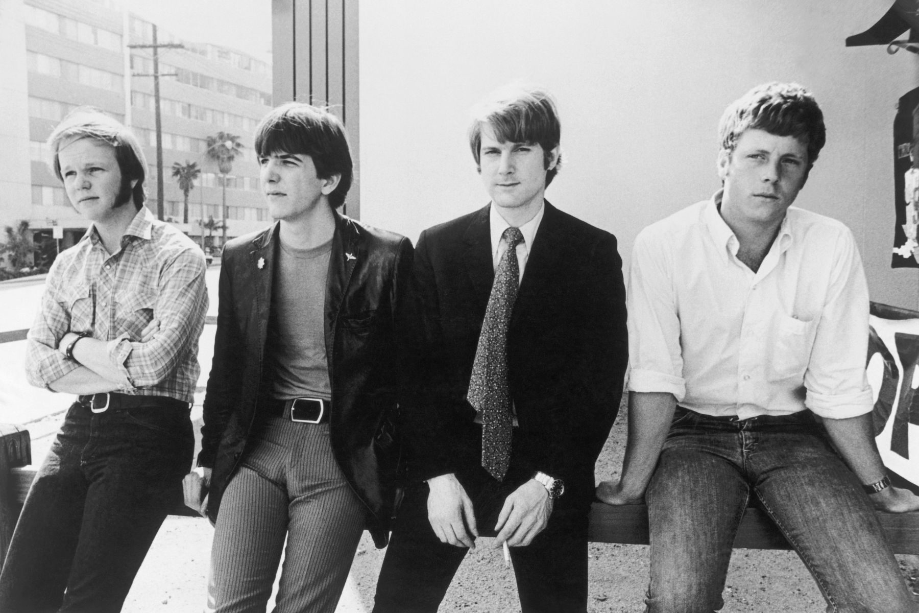 The Byrds, rock band, 1968. L-R Kevin Kelley, Gram Parsons, Roger McGuinn, Chris Hillman