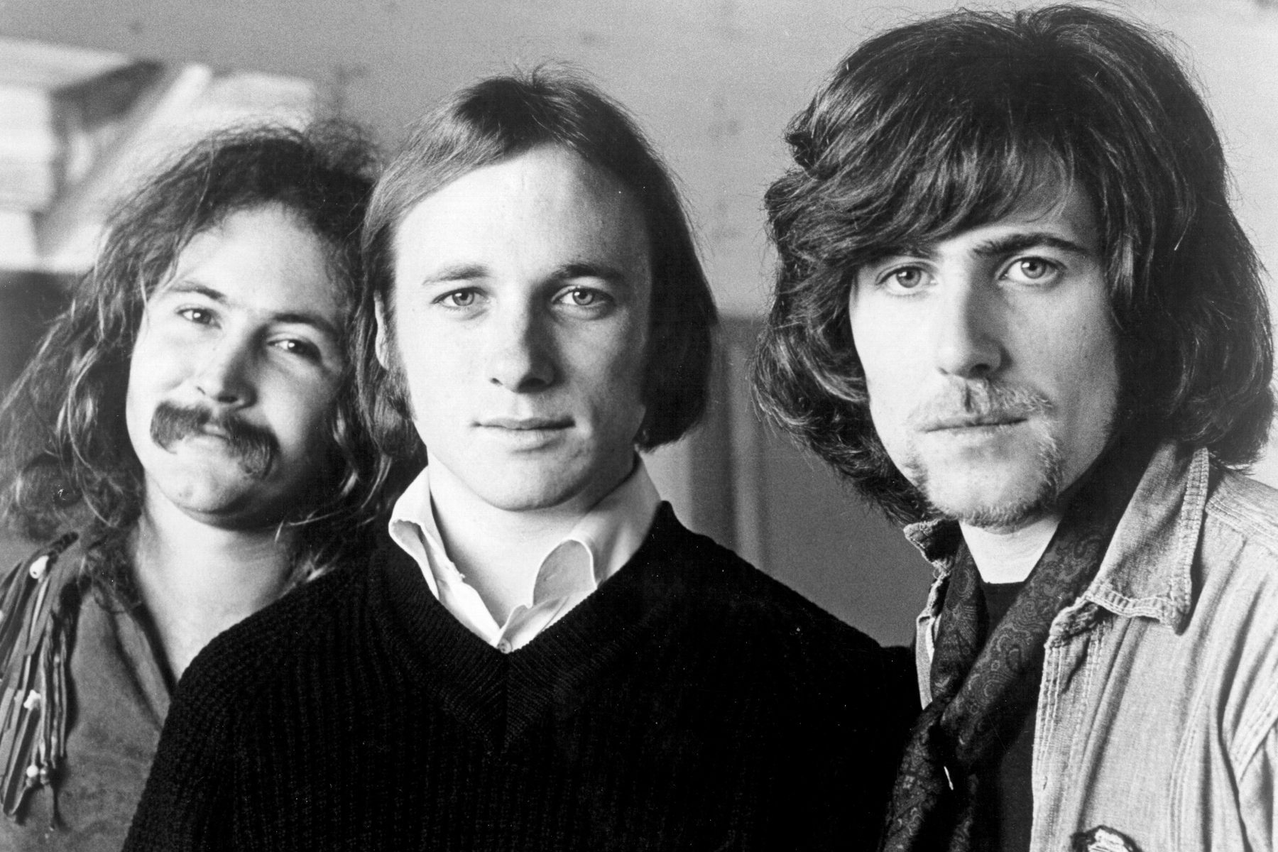 L-R David Crosby, Stephen stills and Graham Nash of group Crosby Stills & Nash pose for an Atlantic Records publicity still circa 1970