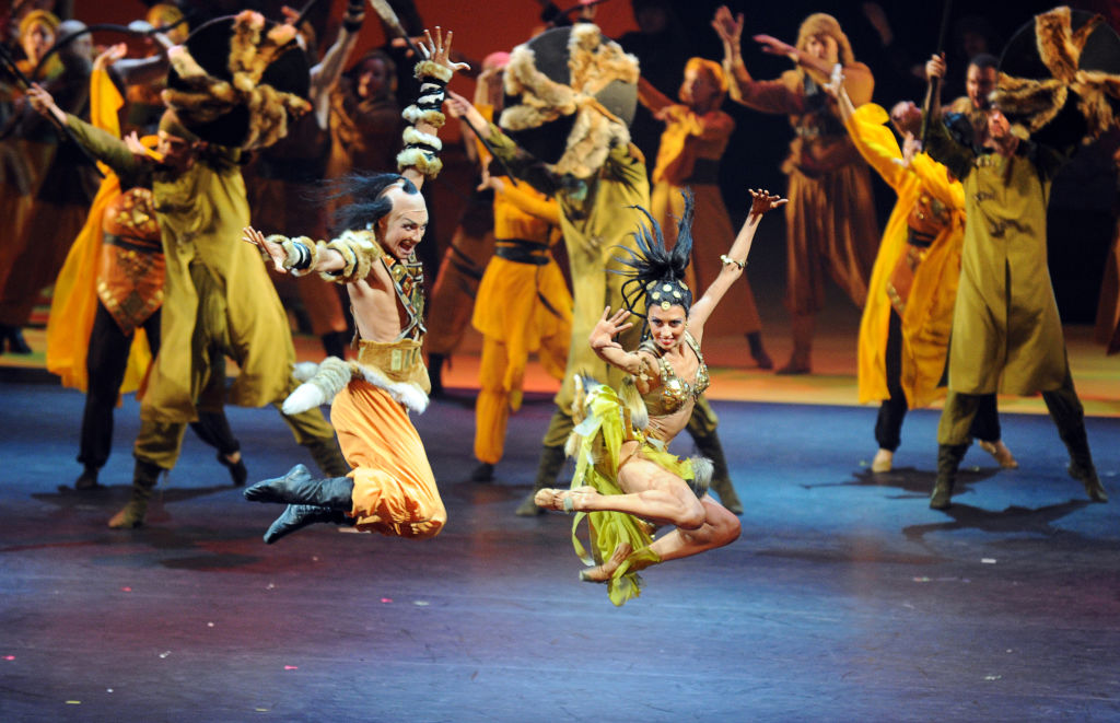 Ballet dancers perform the Polovtsian dances from Borodin's opera 'Prince Igor' at the Bolshoi theatre in Moscow on June 5, 2013