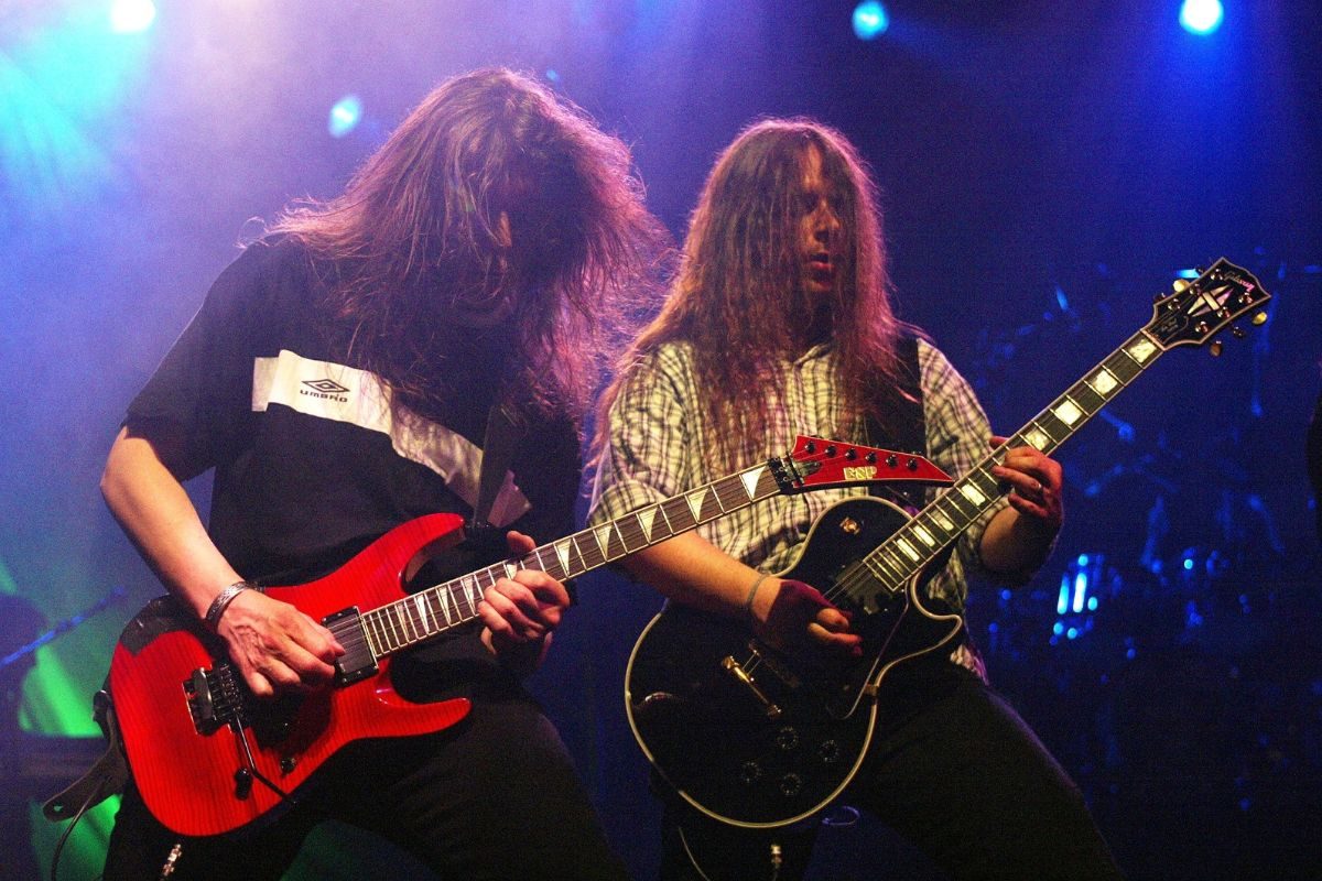 Blind Guardian, German rock band, 2002. L-R André Olbrich, Marcus Siepe