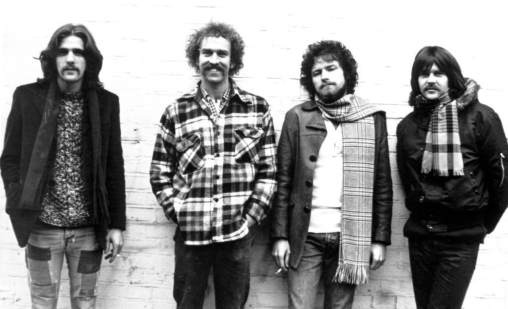 Eagles, rock band, circa 1973. L-R Glenn Frey, Bernie Leadon, Don Henley, Randy Meisner