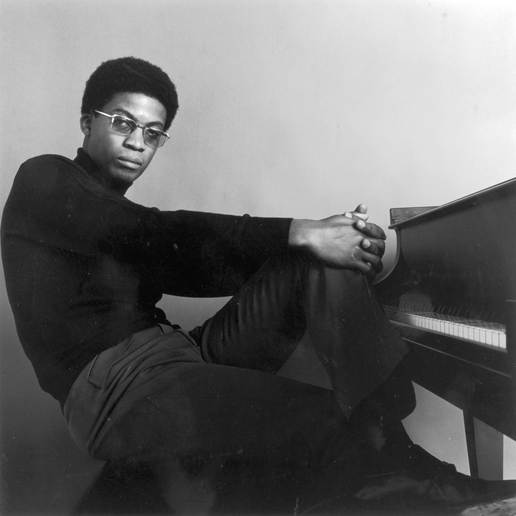 American jazz pianist and composer Herbie Hancock sitting at a piano, 22nd November 1968