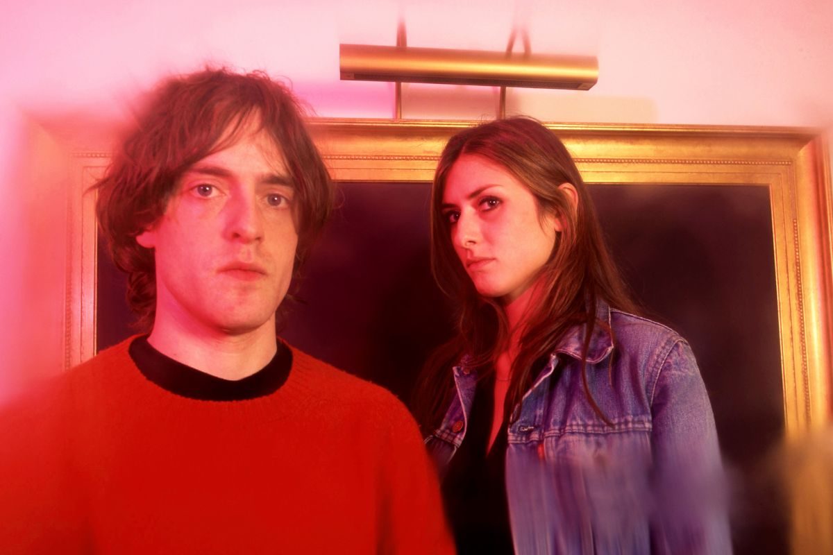 Spiritualized English rock band, 1993. L-R Jason Pierce, Kate Radley