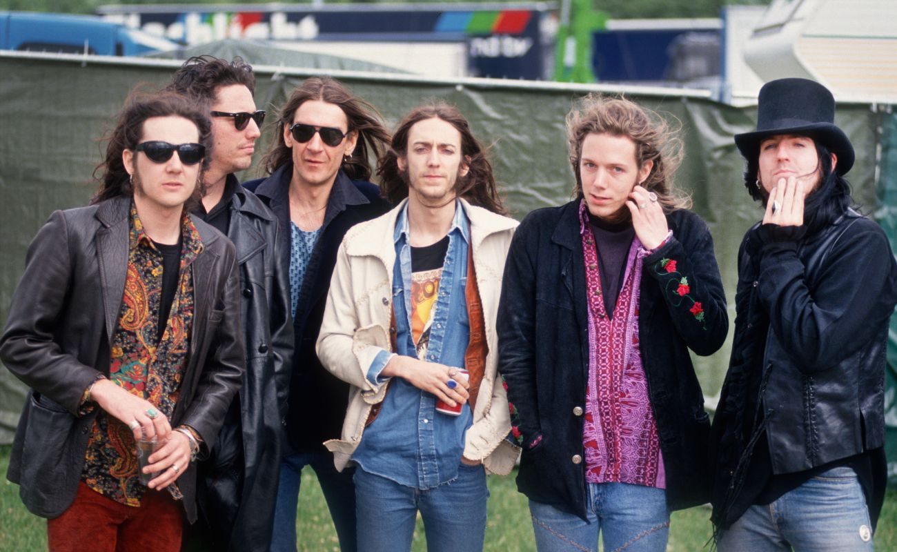 The Black Crowes, Chris Robinson, Rich Robinson, Eddie Harsch, Marc Ford, Johnny Colt, Steve Gorman, Pinkpop Festival, Landgraaf, Holland, 31 May 1993