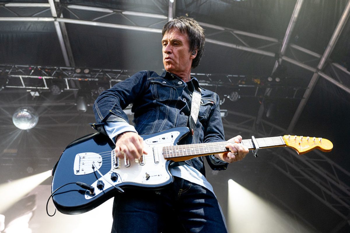 Johnny Marr performing at Castlefield Bowl on July 09, 2026 in Manchester, England
