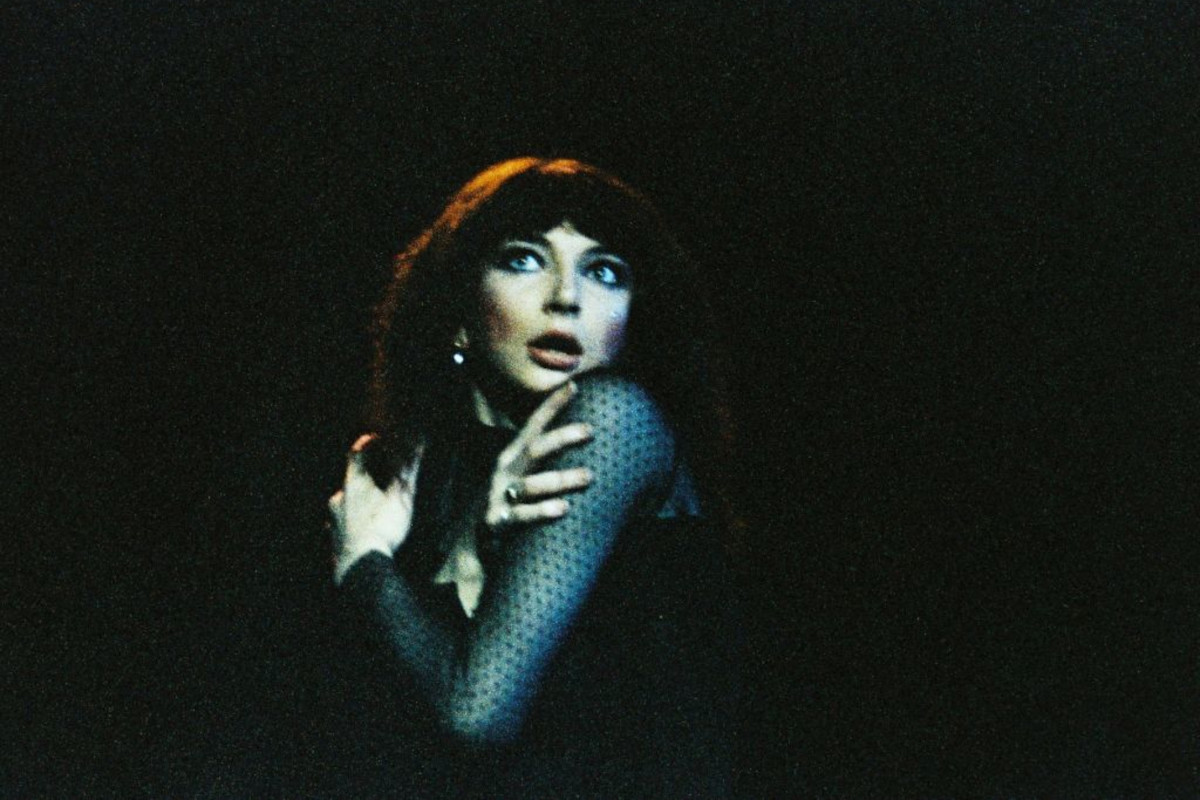 Kate Bush performing live on stage at Hammersmith Odeon, 1979