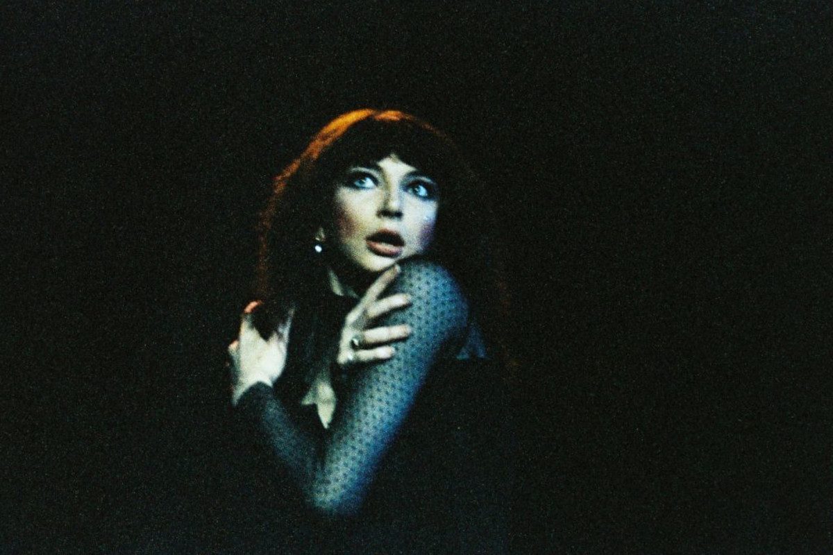 Kate Bush performing live on stage at Hammersmith Odeon, 1979