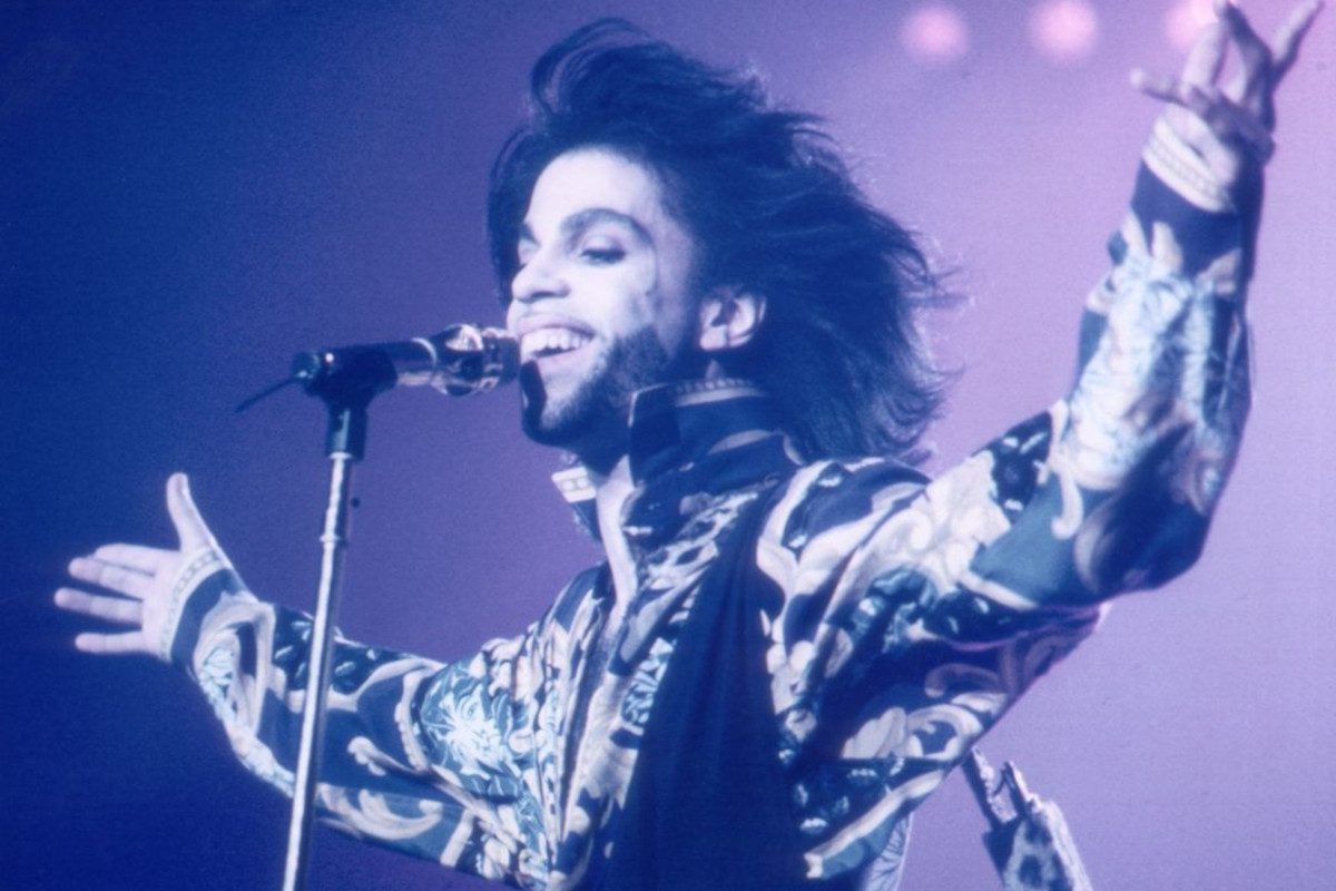 Prince performing at Wembley, London, 1990