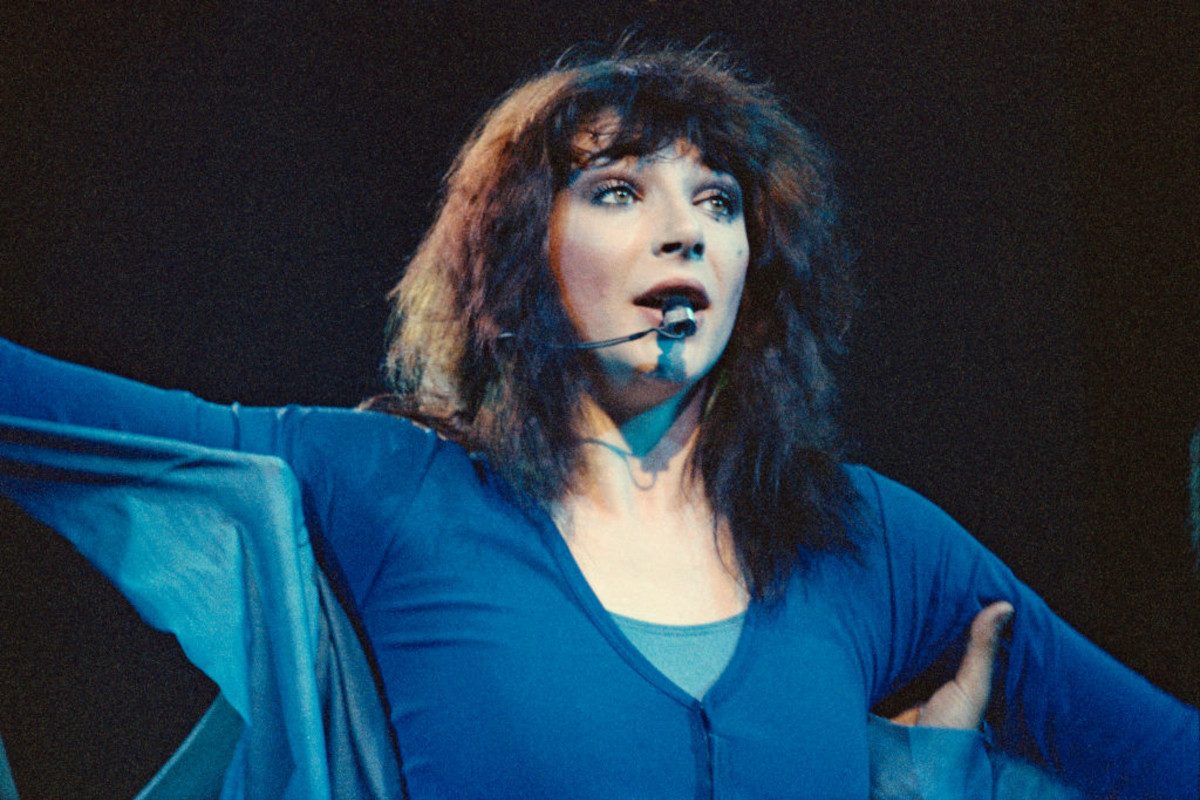 Kate Bush performs live on stage at Hammersmith Odeon, 1979