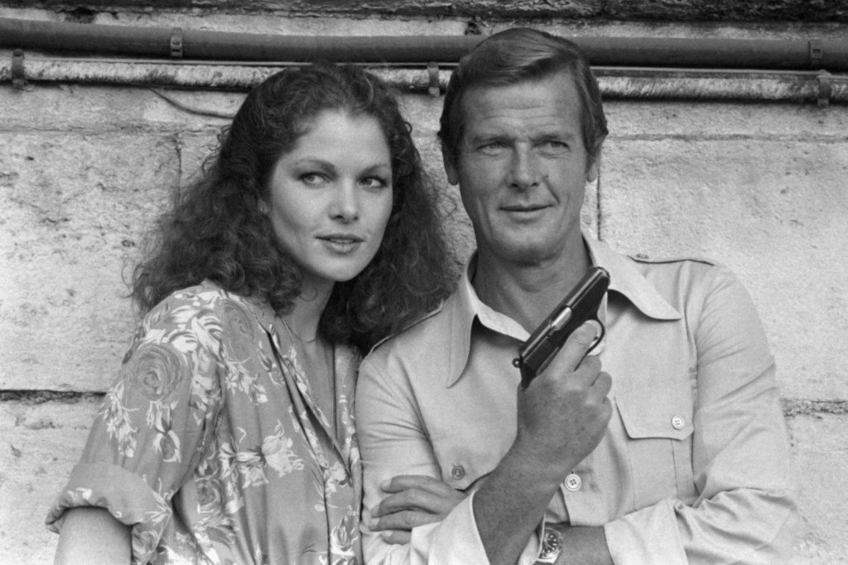 Roger Moore and Holly Goodhead before filming Moonraker, Paris, August 7, 1978, France.