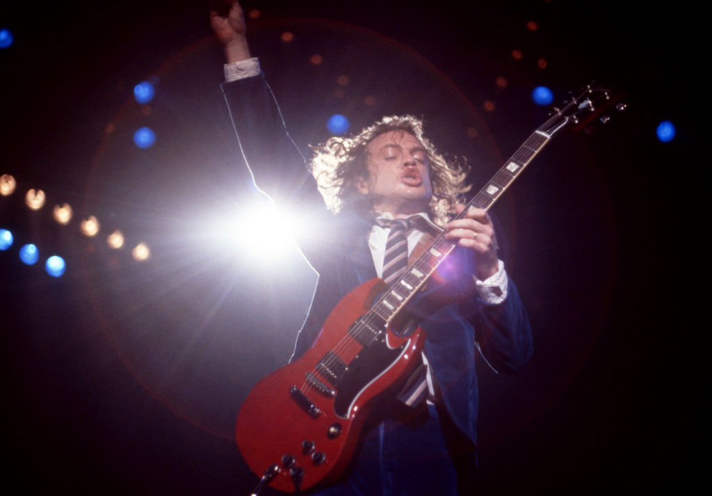 Angus Young of AC/DC during the band's Flick of the Switch/Monsters of Rock tour, on November 17, 1983, in Detroit