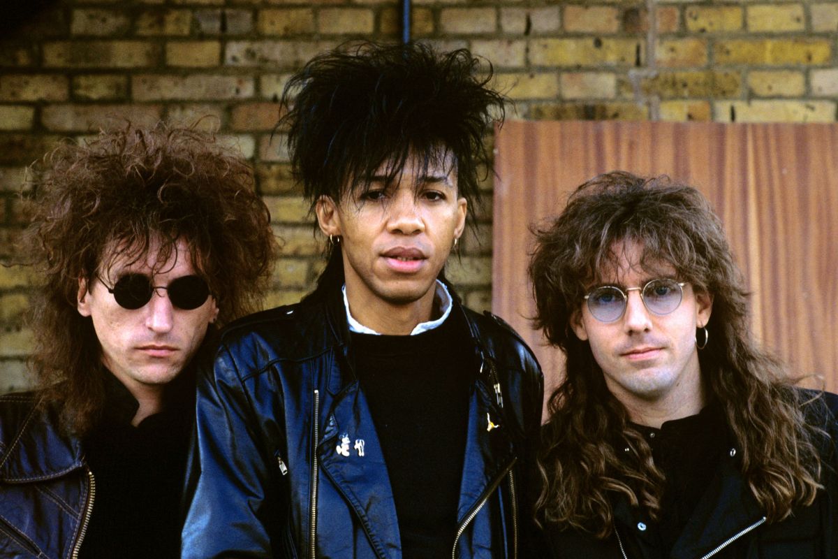 Heavy metal band King'S X, 1985. L-R Jerry Gaskill, Doug Pinnick, Ty Tabor