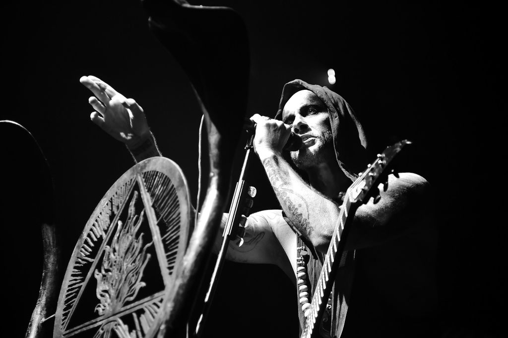Adam 'Nergal' Darski of Behemoth supporting Slayer at Madison Square Garden, July 27, 2017
