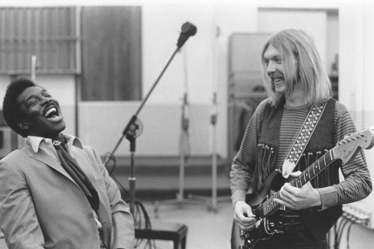 Wilson Pickett and Duane Allman recording at Muscle Shoals Recording Studios in November 1968