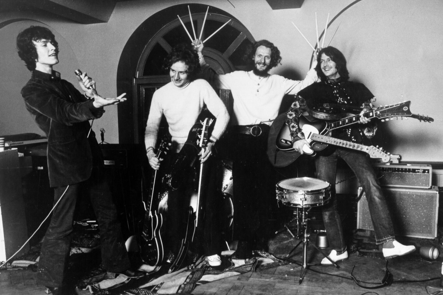 Blind Faith, supergroup, 1969. L-R Steve Winwood, Ric Grech, Ginger Baker, Eric Clapton