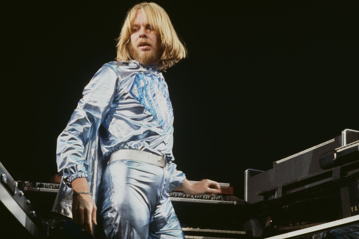 Rick Wakeman, keyboard player with progressive rock group Yes, at Madison Square Garden, New York City, September 1978