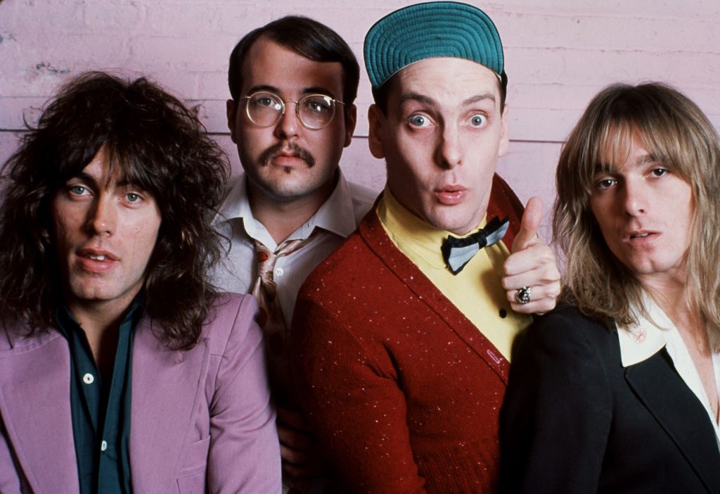 American rock group Cheap Trick, USA, 1977. Left to right: bassist Tom Petersson, drummer Bun E. Carlos, guitarist Rick Nielsen and singer Robin Zander