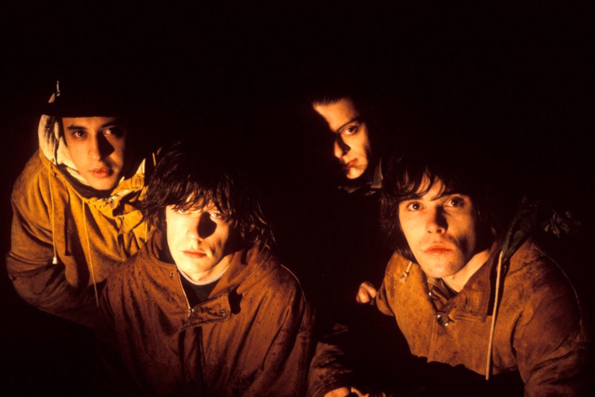 The Stone Roses, 1992. Left to right: Alan 'Reni' Wren, John Squire, Gary 'Mani' Mounfield and Ian Brown