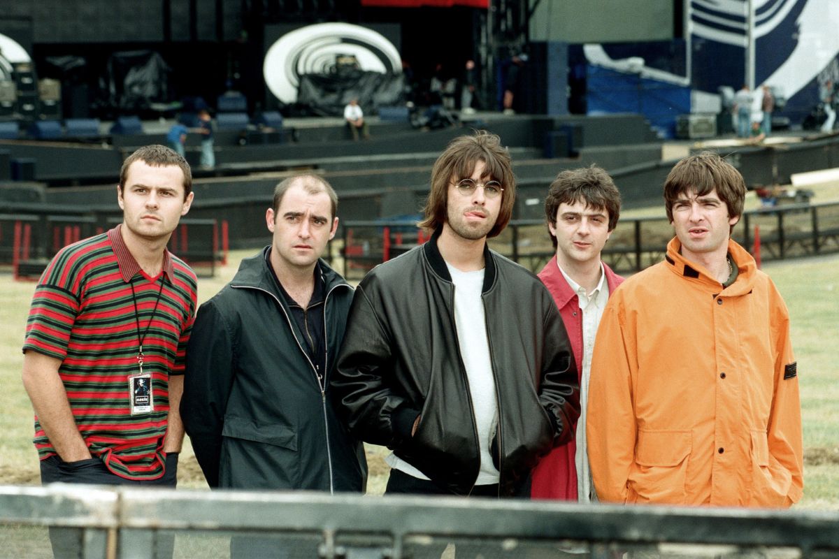 Rock band Oasis at Knebworth Festival, UK, 1996