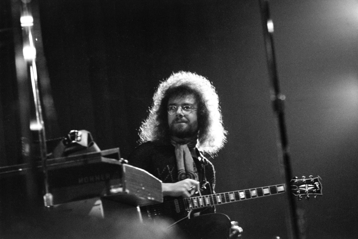 Robert Fripp of King Crimson onstage at Santa Monica Civic Auditorium on March 1972
