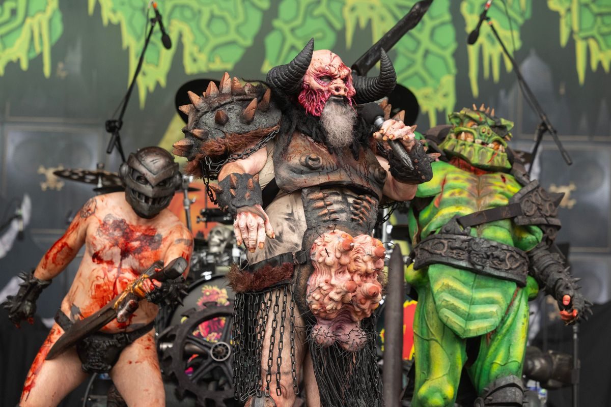 Singer Blöthar the Berserker of GWAR performs during Riot Fest at Douglass Park on September 20, 2025 in Chicago, Illinois