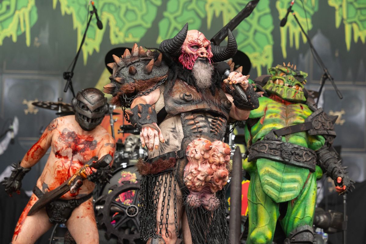 Singer Blöthar the Berserker of GWAR performs during Riot Fest at Douglass Park on September 20, 2025 in Chicago, Illinois
