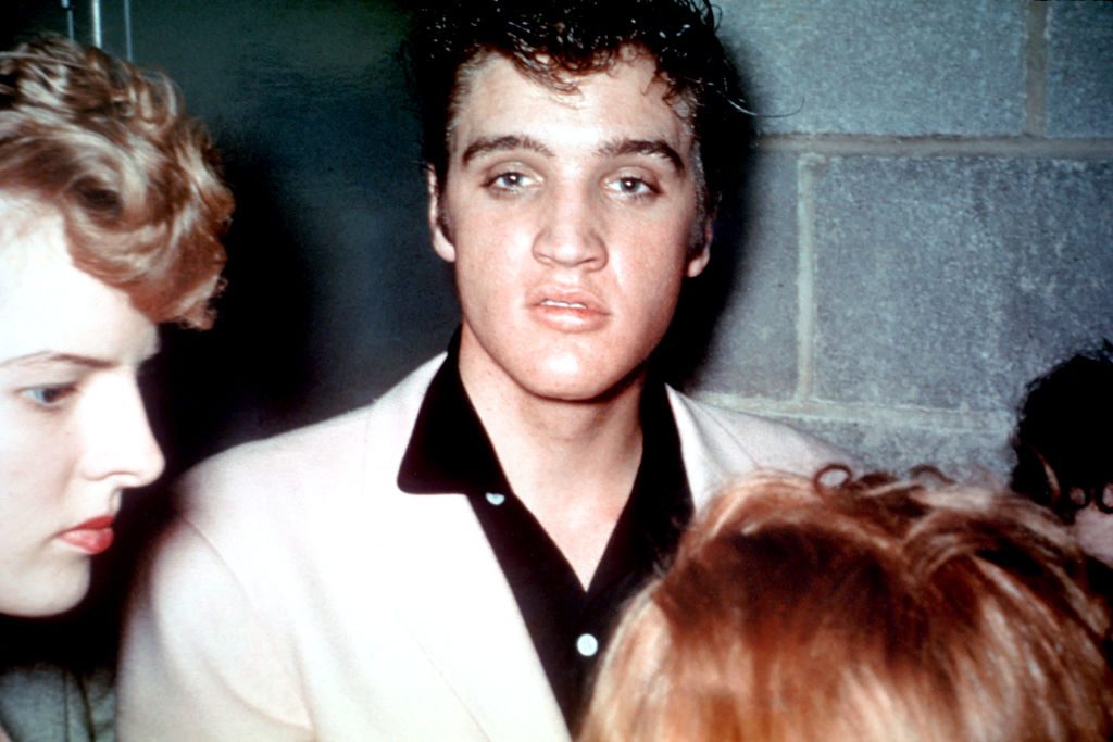 Elvis Presley backstage after performing in Cleveland, OH on October 19, 1955