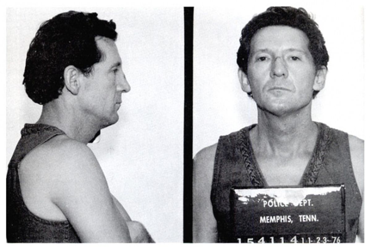 Mugshot for Jerry Lee Lewis, arrested and charged with public drunkenness and gun possession in November 1976