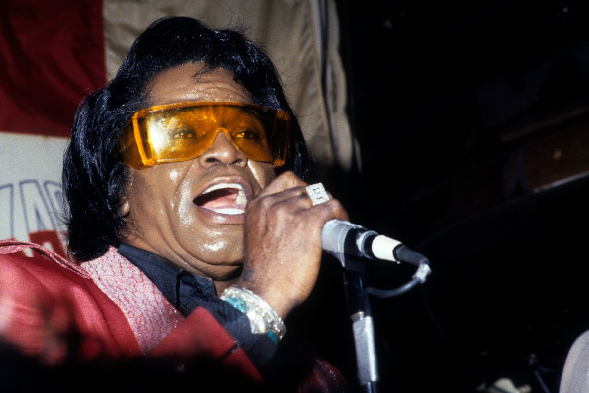 James Brown performs a midnight set on May 5, 1988 at the Lone Star Cafe in New York City