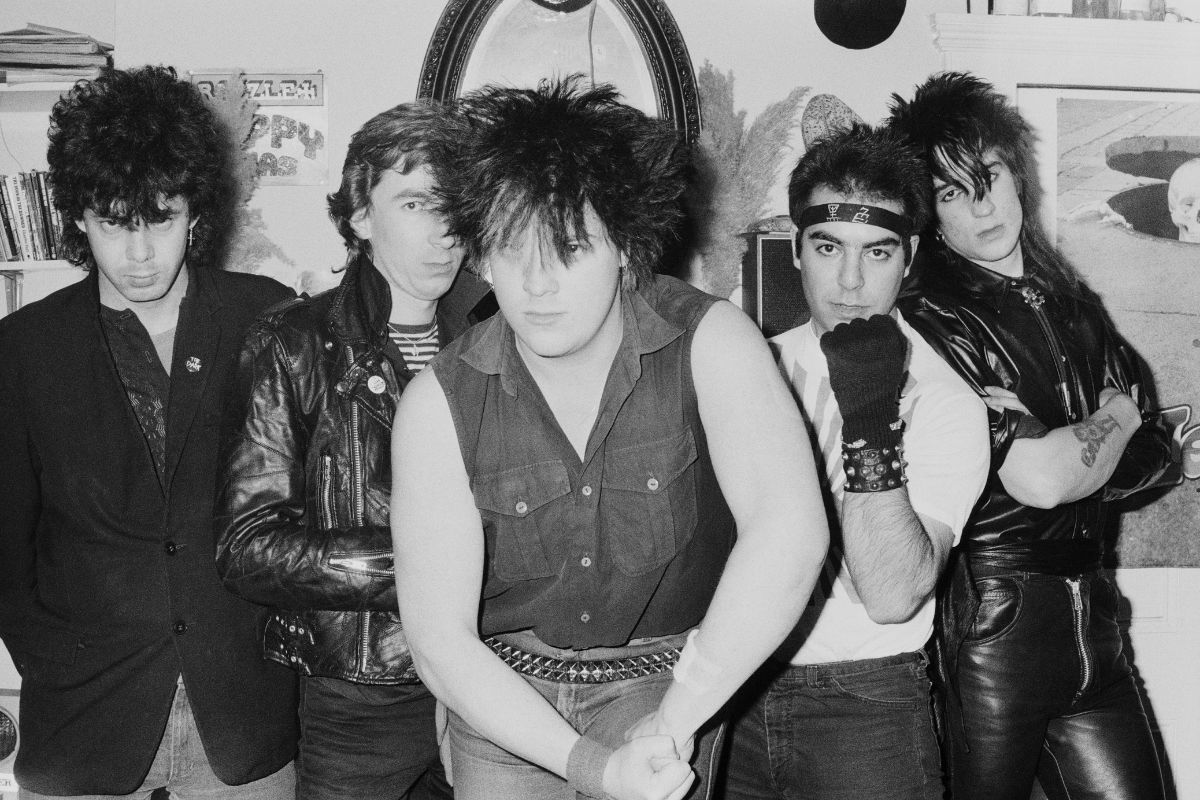 The Dark, rock band, 1980, featuring future Hanoi Rocks drummer Razzle, far right
