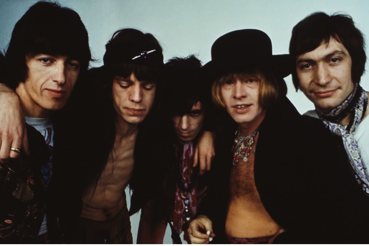 The Rolling Stones 1968. L-R: Bill Wyman, Mick Jagger, Keith Richards, Brian Jones and Charlie Watts