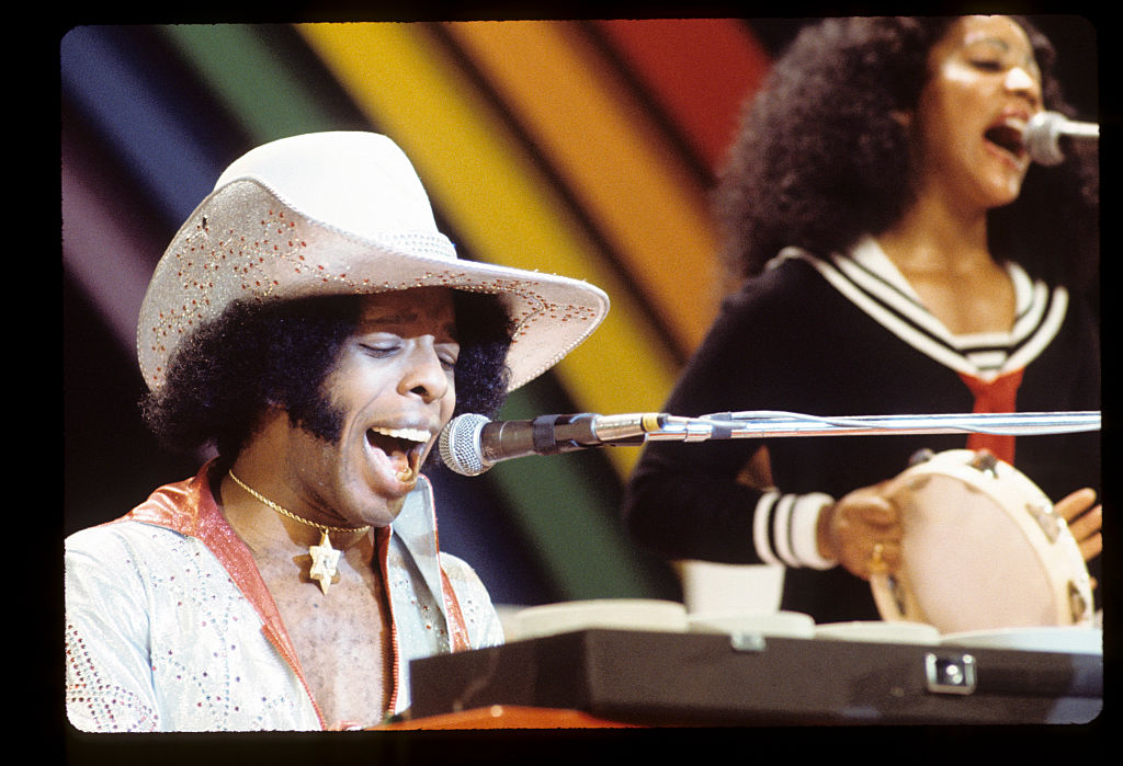 Sly Stone at the keyboards, 1973