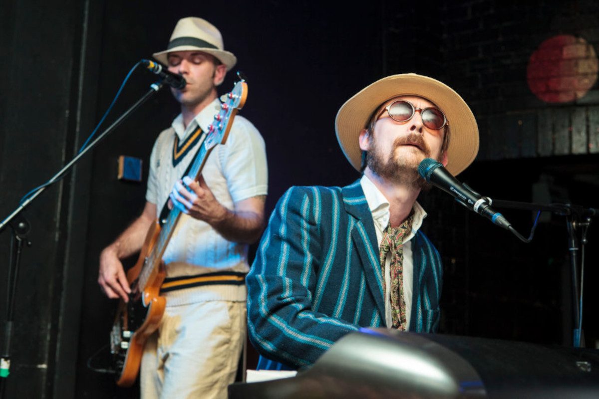 Neil Hannon of The Duckworth Lewis Method performing on stage at Brudenell Social Club on September 27, 2013 in Leeds, England