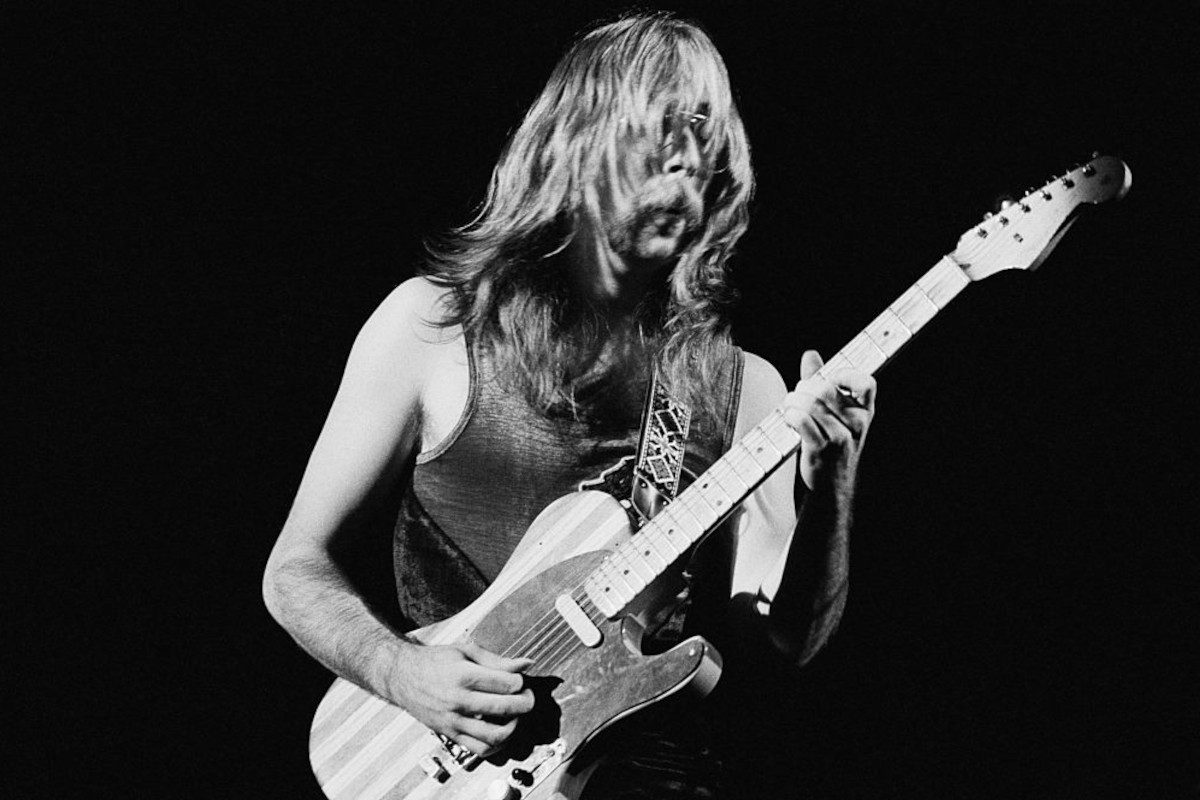 Jeff 'Skunk' Baxter performing with Steely Dan, at the Rainbow Theatre, London, 21st May 1974