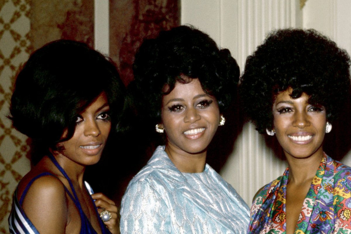 (L-R) American singers Diana Ross, Cindy Birdsong and Mary Wilson, of The Supremes, during a press conference in New York, circa 1968