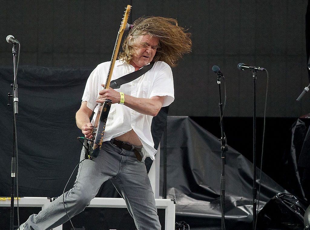 Founding guitarist Roger Miller performs with Mission of Burma, opening for the Foo Fighters, at Fenway Park in Boston, 18 July 2015