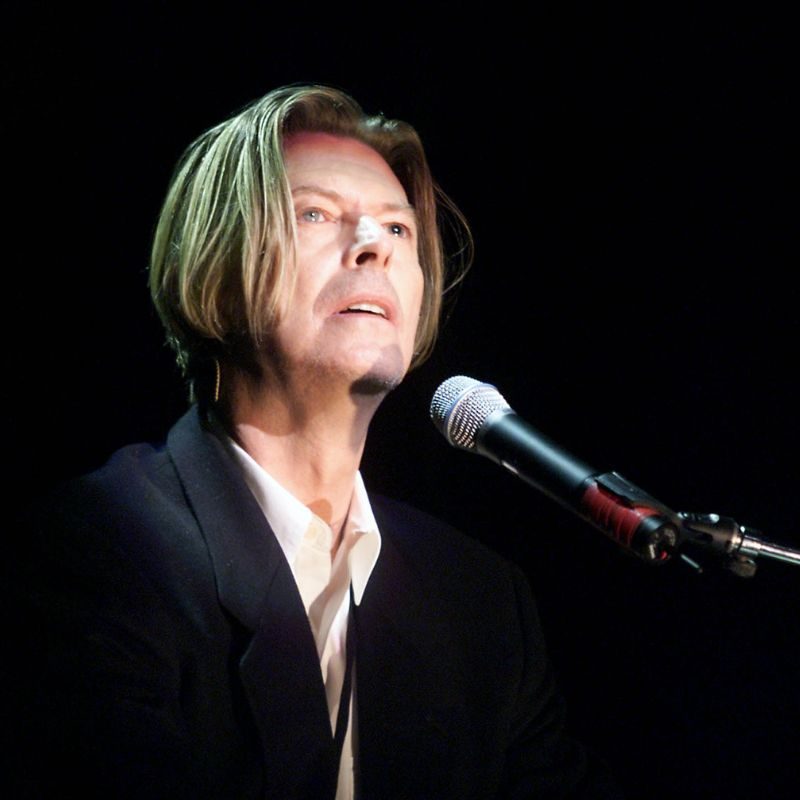 David Bowie rehearsing for The Concert for New York City to benefit the victims of the World Trade Center disaster at Madison Square Garden in New York City. October 20, 2001