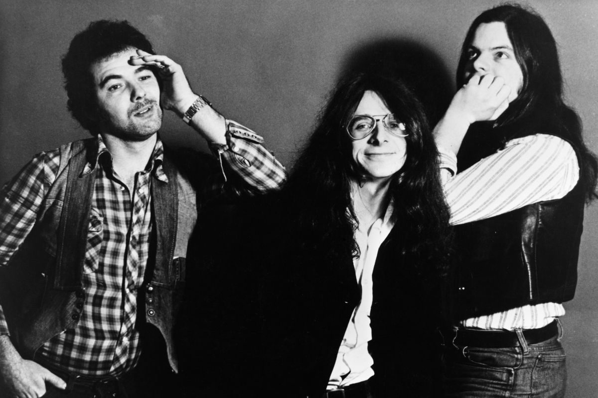 Welsh rock group Budgie, circa 1980. Left to right: guitarist Tony Bourge, bassist and singer Burke Shelley and drummer Steve Williams