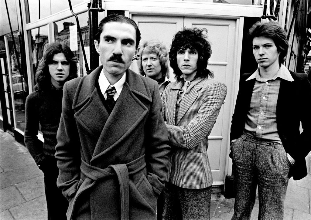 Sparks in Amsterdam, Holland in 1975. L-R Trevor White, Ron Mael, Norman "Dinky" Diamond, Russell Mael, Adrian Fisher