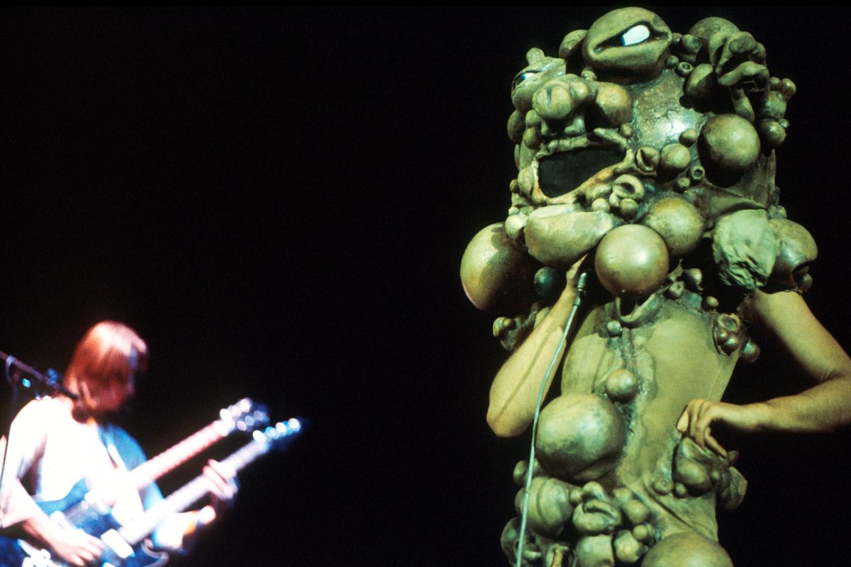 Peter Gabriel on stage with Genesis, 1974