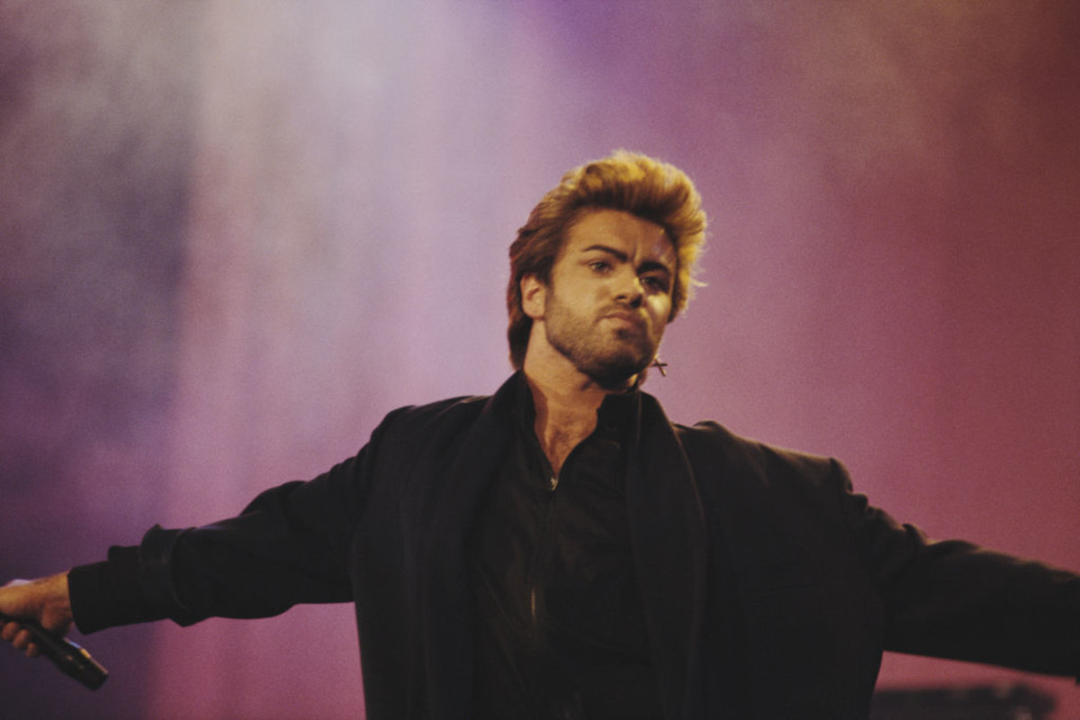 George Michael performing at an Aids awareness charity concert at Wembley Arena, 1987