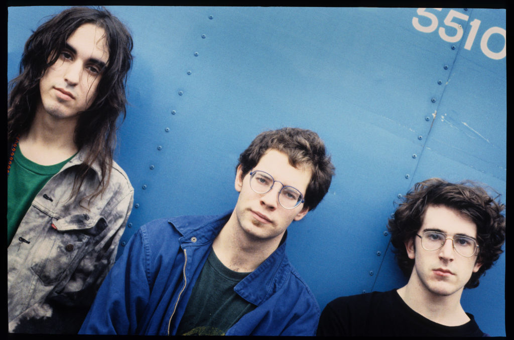 A young Dinosaur Jr at Futurama Festival, Belgium, October 31 1987. L-R Jay Mascis, Lou Barlow, Murph