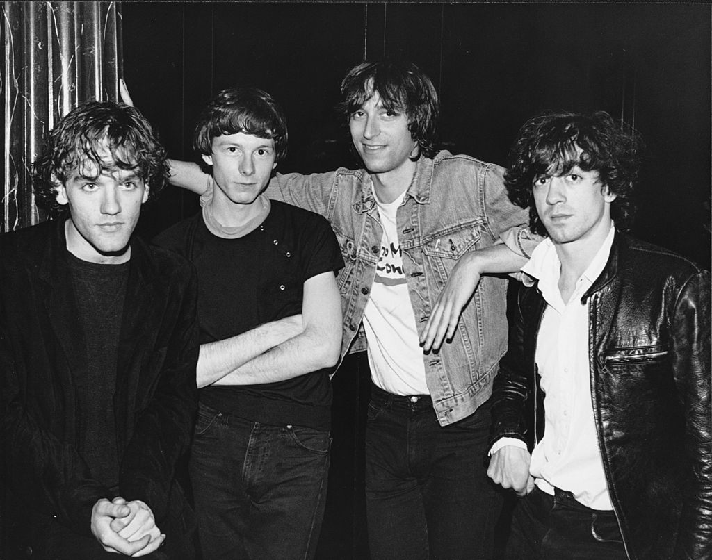 R.E.M., American rock band, 1983. L-R Michael Stipe, Mike Mills, Peter Buck, Bill Berry