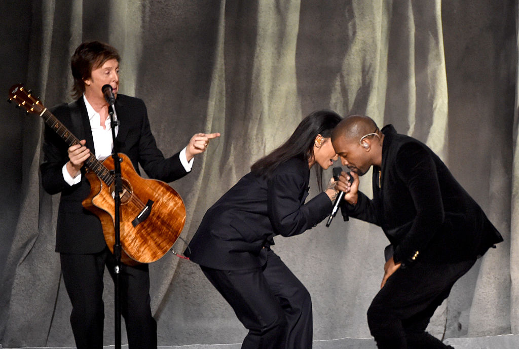 Paul McCartney, Rihanna, and Kanye West at the 57th Grammies, February 8, 2015
