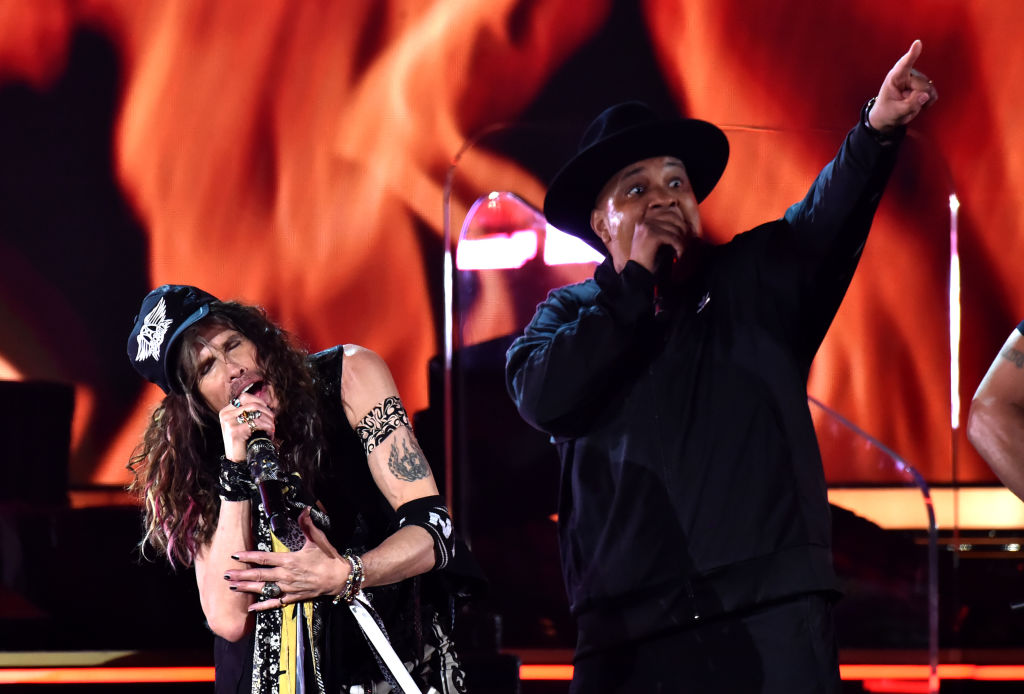Steven Tyler of Aerosmith and Joseph Simmons of Run-DMC perform onstage at the Grammy Awards, January 26, 2020