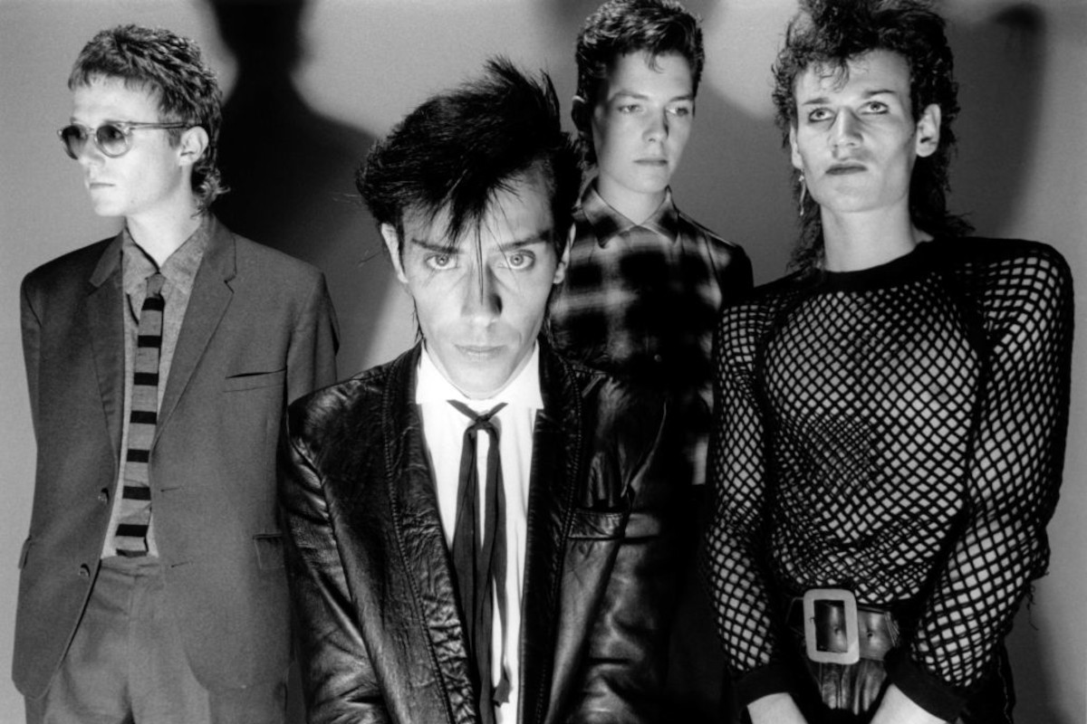 Bauhaus group portrait, 1982. L-R: David J, Peter Murphy, Kevin Haskins and Daniel Ash