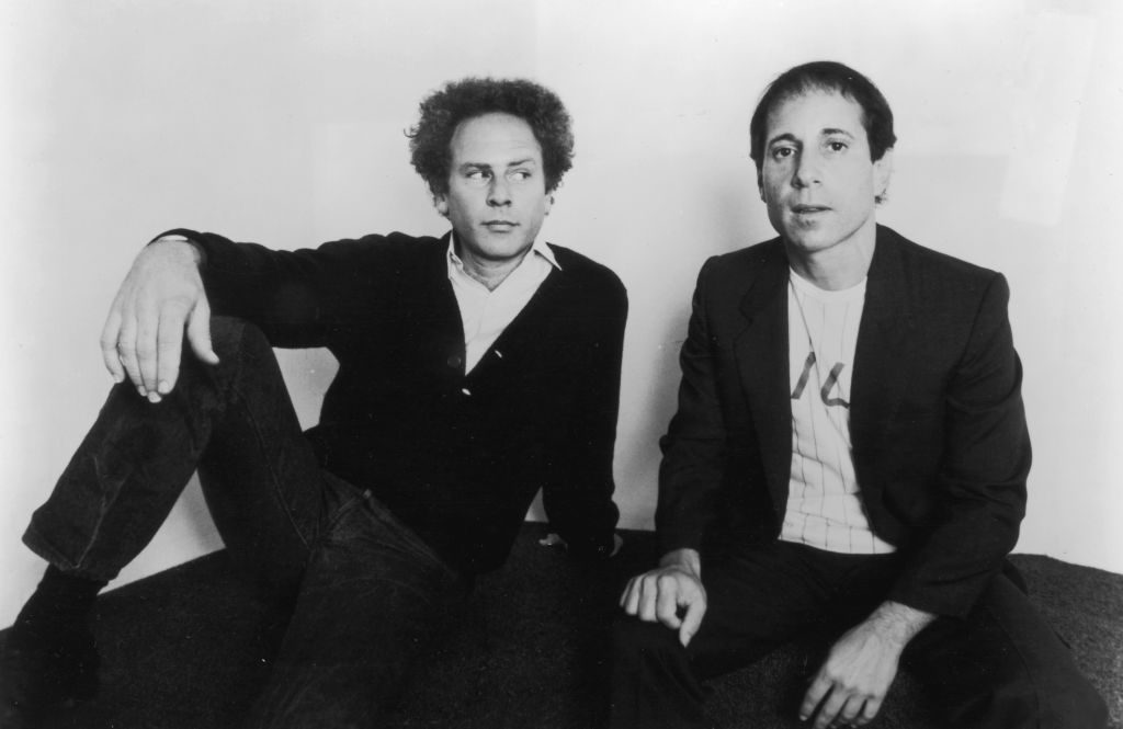American folk rock duo Simon and Garfunkel (Art Garfunkel [L] and Paul Simon), 1983