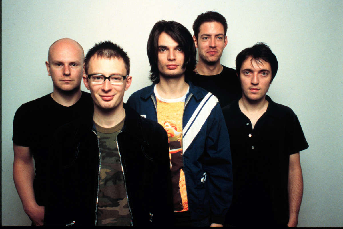 Radiohead poses for a portrait at Capitol Records during the release of their album OK Computer in Los Angeles, California on June 12, 1997